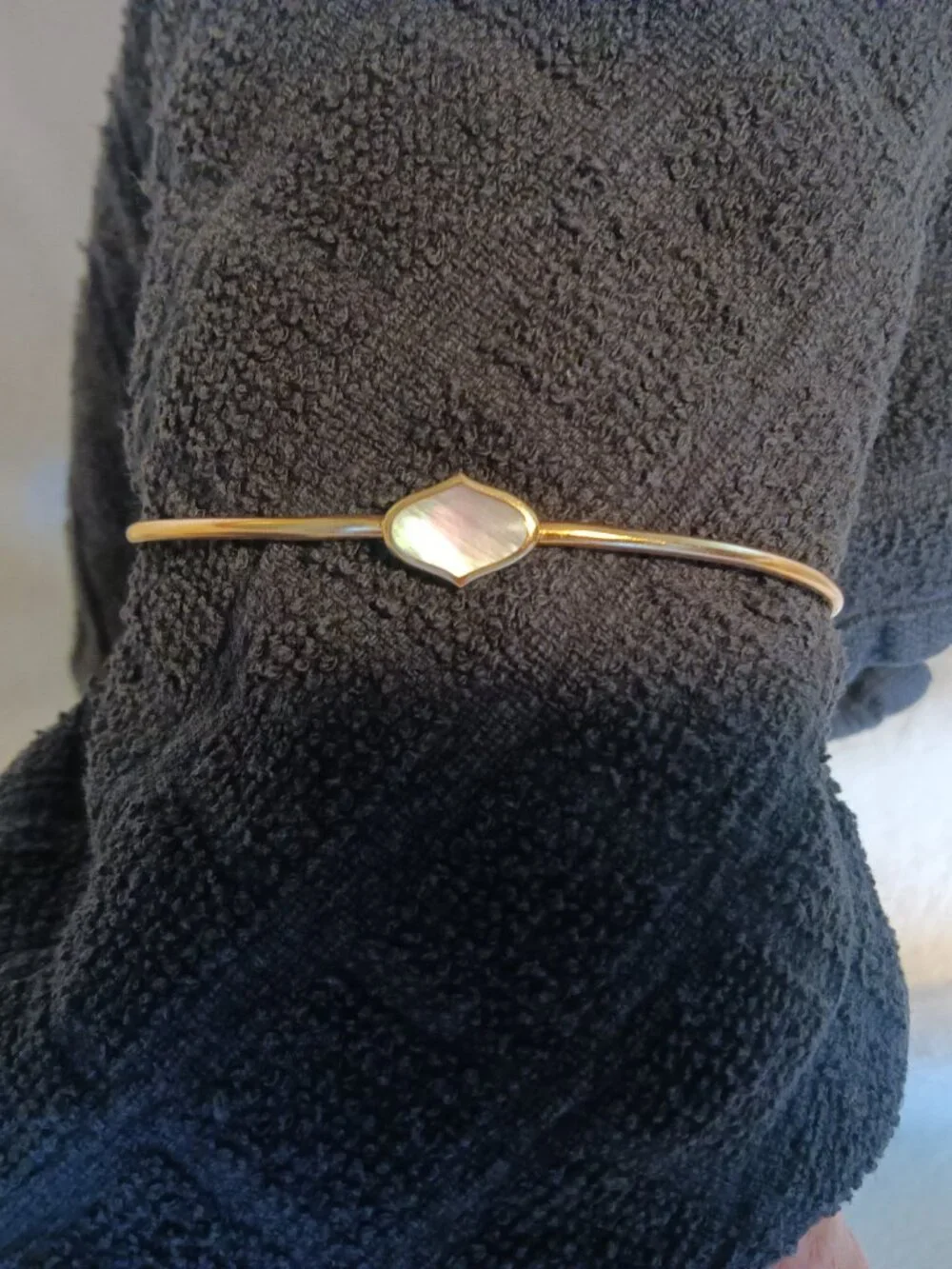 NIB Kabana Mother of Pearl inlay cuff bangle bracelet 14k rose gold Na Hoku